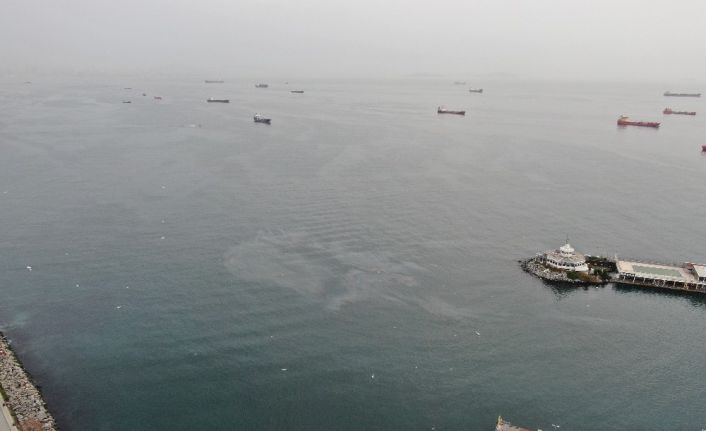 (Özel) Hamsi avının yasaklanmasının ardından Marmara Denizi’nde dev petrol sızıntısı görüntülendi