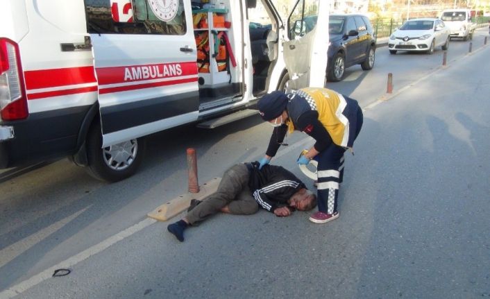 Alkollü ve kasksız motosiklet sürücüsü ölümden döndü