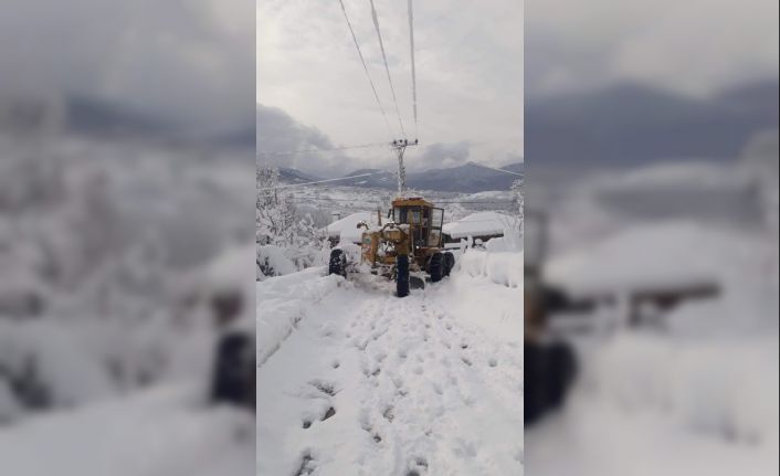 Kar yağışının etkili olduğu Cide ilçesinde 37 köy yolu ulaşıma açıldı