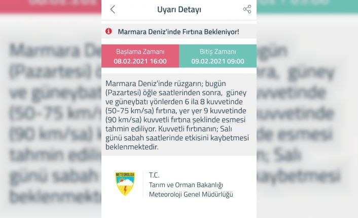 Marmara için fırtına ikazı