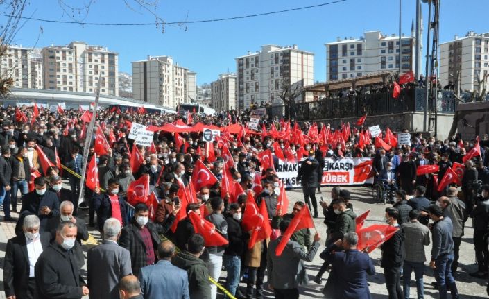 Şırnak kırmızı beyaza büründü, vatandaşlar teröre karşı yürüdü