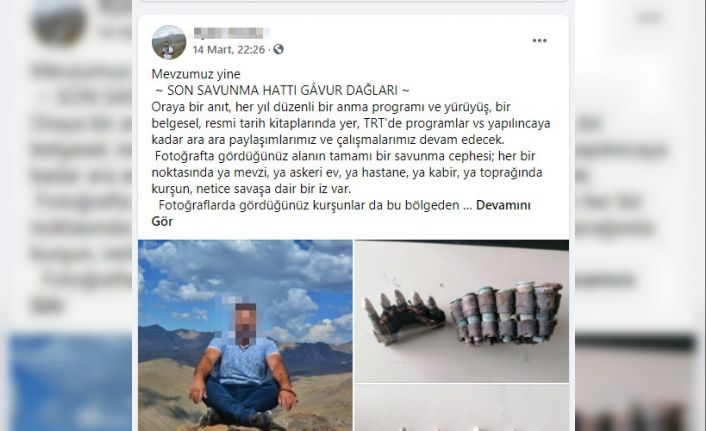 Gavur Dağı’nda bulduğu Osmanlı-Rus Savaşında kullanılan mühimmatları sosyal medyada paylaşınca gözaltına alındı