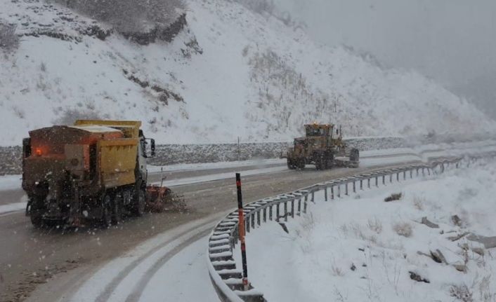 Kar ve tipiden kapanan Mercan- Çat yolu ulaşıma açıldı