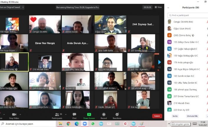 Vali Aydın Aslan Ortaokul öğrencileri, çevrimiçi astronomi eğitimi alıyor