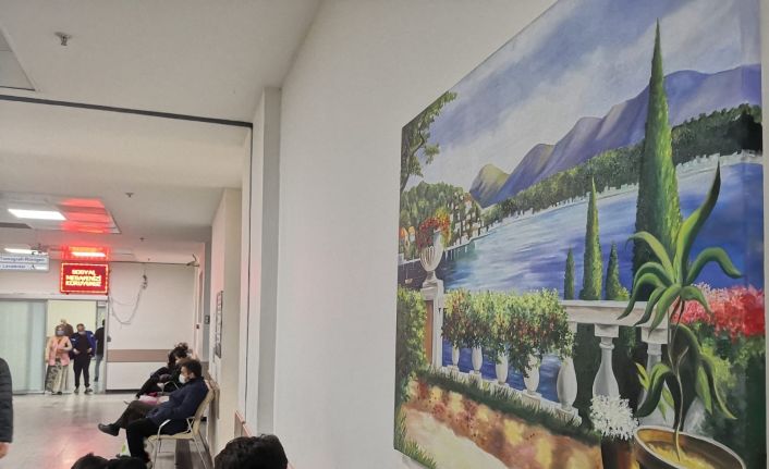 Hastane koridorları el emeği tablolar ile renklendi