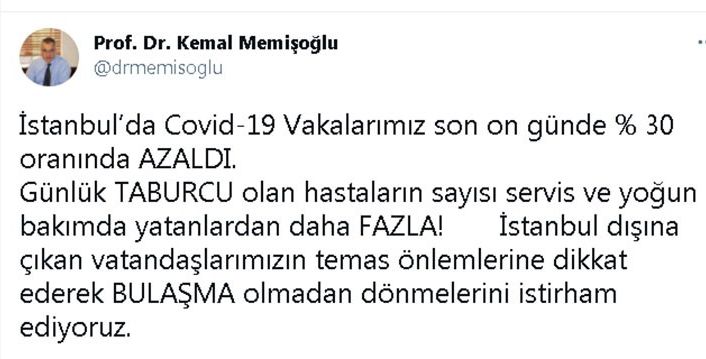 İstanbul’da vaka sayıları son on günde yüzde 30 oranında azaldı