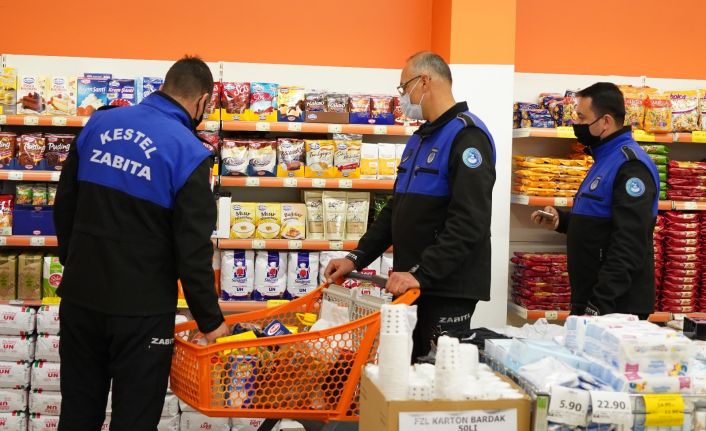 Kestel zabıtasından marketlere fiyat ve etiket denetimi