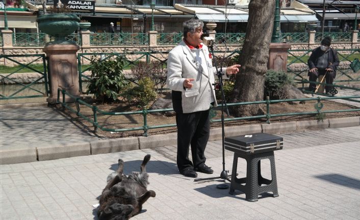 Sokak müzisyenin yanından bir an olsun ayrılmayan köpek