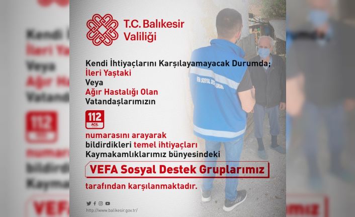 Balıkesir’de Vefa Sosyal Destek Grupları görevde