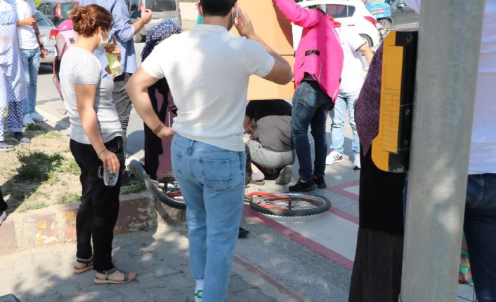 Bisikleti ile yaya geçidinden geçmek isterken otomobil çarptı