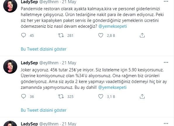 Restoran sahibi Yemeksepeti komisyonlarına isyan etti, Nevzat Aydın cevap verdi
