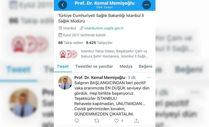 İstanbul İl Sağlık Müdürü Prof. Dr. Memişoğlu’ndan İstanbul için sevindiren açıklama