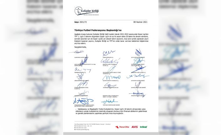 Kulüpler Birliği: "Süper Lig, iki sezon daha 20 takımla devam etsin"