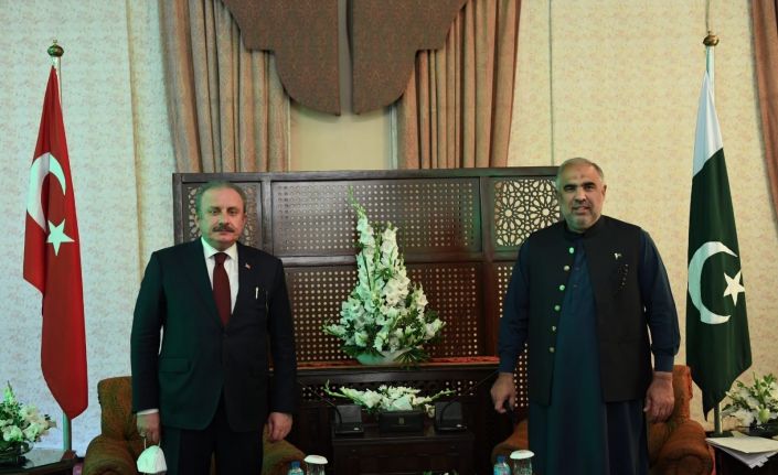 TBMM Başkanı Şentop, Pakistan Ulusal Meclis Başkanı Kayser ile bir araya geldi