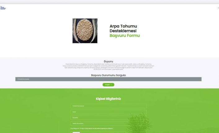 Arpa tohumu desteği için online başvurular başladı