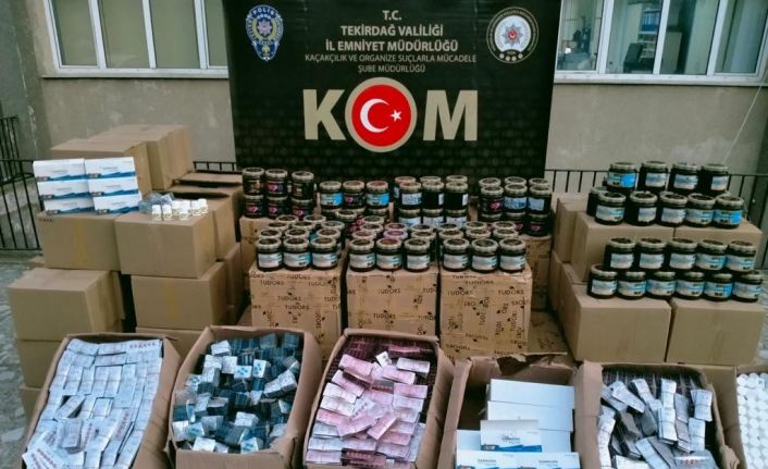 Tekirdağ’da 1 ton nargile tütünü ve 258 bin cinsel hap ele geçirildi