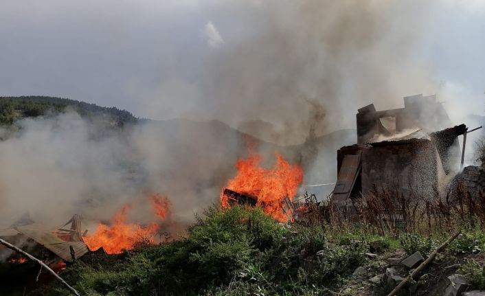 Erzurum’da 6 ev yanarak kül oldu