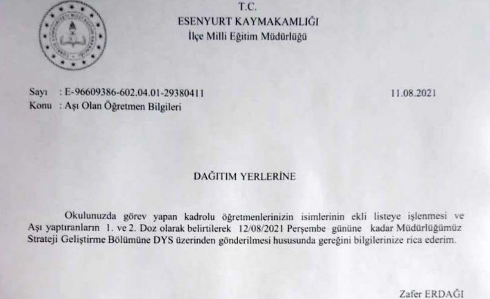 Eylül’de yüz yüze eğitim başlıyor, öğretmenlerin aşı durumu listeleniyor
