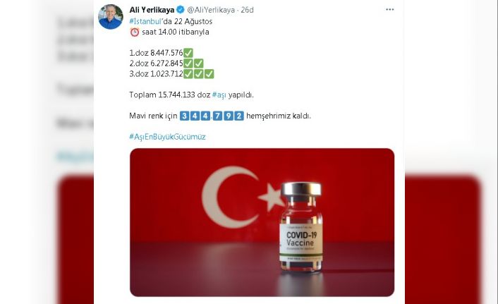 İstanbul Valisi Ali Yerlikaya: ”Mavi renk için 344 bin 792 hemşehrimiz kaldı"