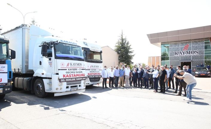 KAYMOS’tan sel bölgesine 13 tır mobilya yardımı