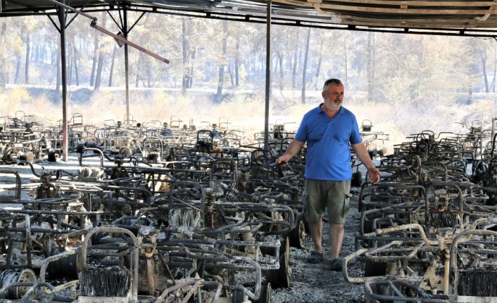 Manavgat’ta safari tesisi küle döndü, alevlerin arasında kalan işletme sahibi ölümden döndü