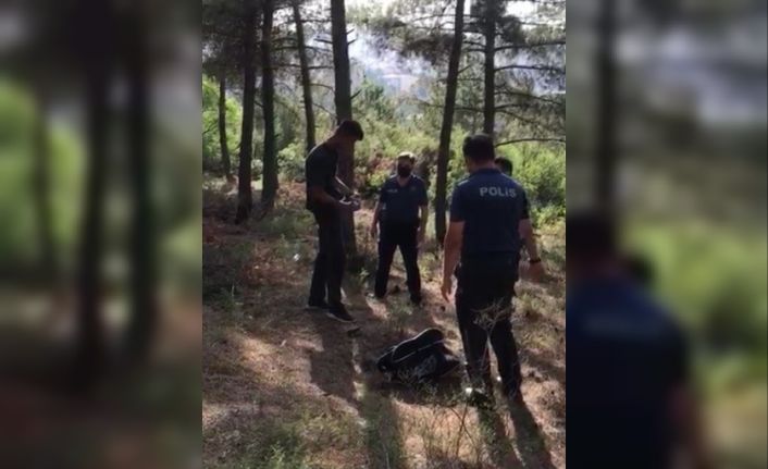 Orman yangını şüphelisi, başka bir ormanda yine tiner şişesiyle yakalandı