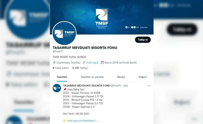 TMSF araç satış ihalelerini sosyal medyada duyuruyor