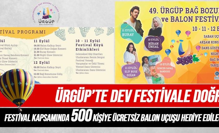 Ürgüp Bağ Bozumu ve Balon Festivali 10 Eylül’de Başlıyor