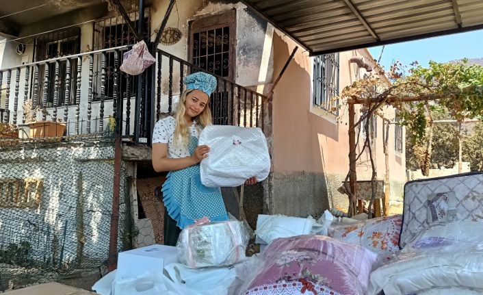 Yangında evi ve çeyizi kül olmuştu... Fatma’ya bir minibüs dolusu çeyiz