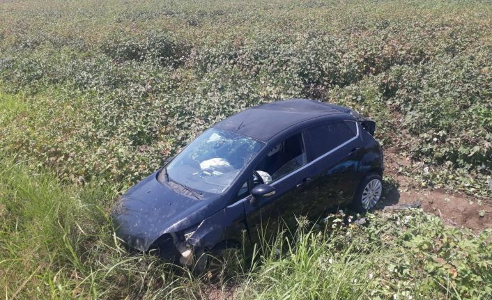 Yoldan çıkan otomobil pamuk tarlasına uçtu: 2 yaralı