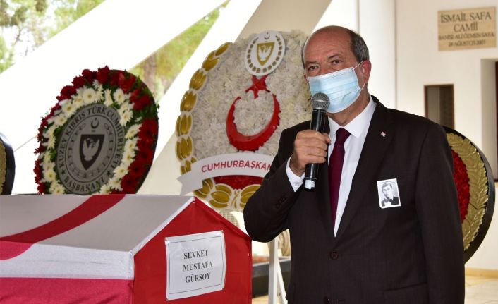 57 yıl sonra naaşı KKTC’ye getirilen şehit Gürsoy, askeri törenle defnedildi