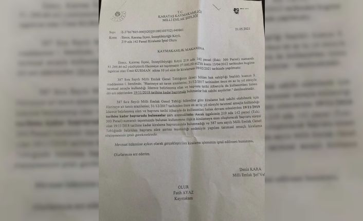 Karataş’ta hazine arazilerinin usulsüz kiralandığı belgelendi