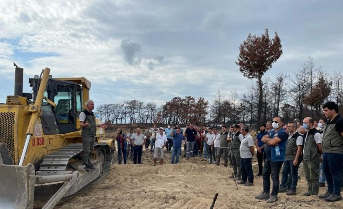 Manavgat’ta yanan 100 hektar  alanda ekim öncesi toprak işleme çalışmaları tamamlandı