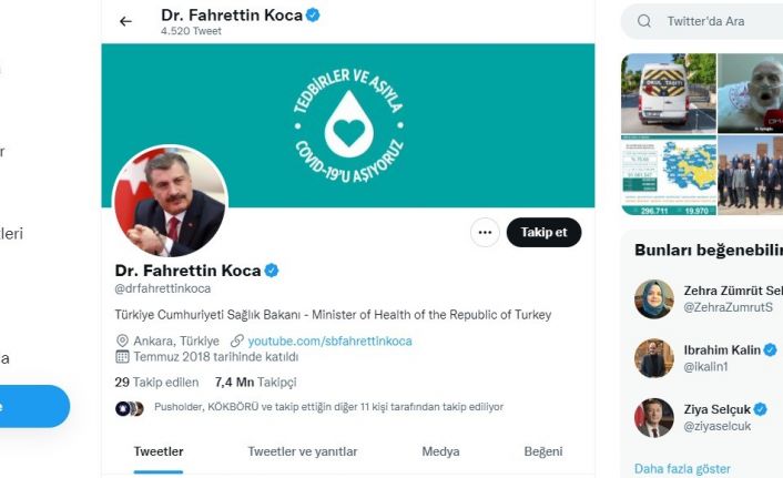 Sağlık Bakanı Dr. Fahrettin Koca, sosyal medyada DSÖ ile yarışıyor