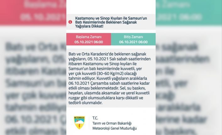 Meteorolojiden Batı ve Orta Karadeniz’e sağanak uyarısı