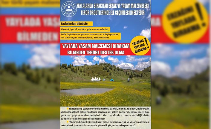 Tunceli Valiliğinden ‘Yaylada yaşam malzemesi bırakma, bilmeden teröre destek olma’ çağrısı