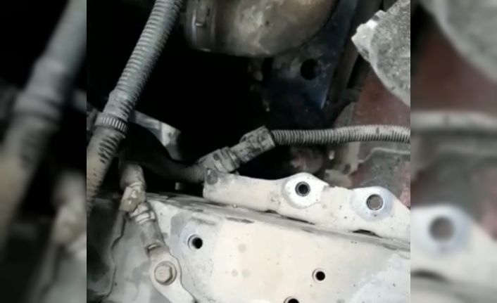 Aracın motoruna sıkışan yavru kedi, 2 saat süren çalışma ile çıkartıldı