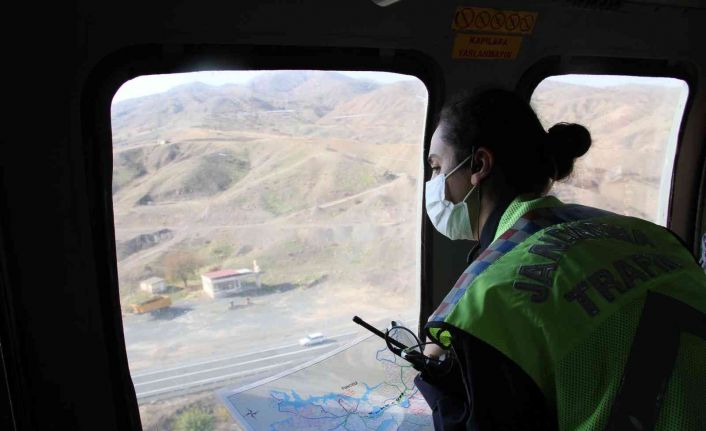 Elazığ’da helikopter destekli trafik denetimi