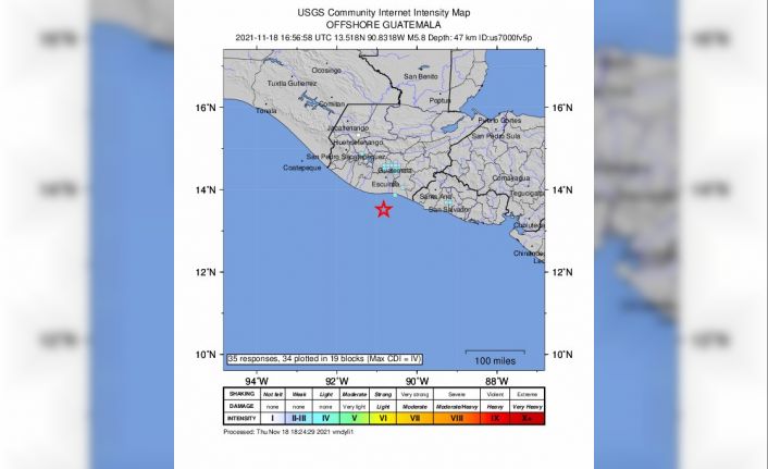 Guatemala açıklarında 5.8 büyüklüğünde deprem
