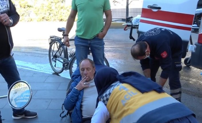 Motosikletten düşerek yaralanan Alman turist yattığı yerden purosunu içmeye devam etti