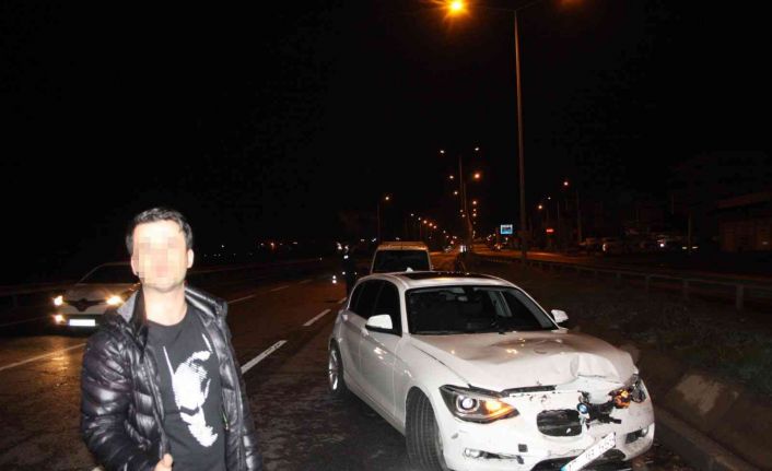 Ters yönden gelip kazaya sebep olan alkollü sürücüyü düşen plakası ele verdi