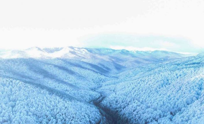 Bursa’nın beyaz örtüsü havadan görüntülendi