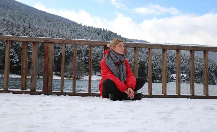 Gölcük Tabiat Parkı’nda kar güzelliği