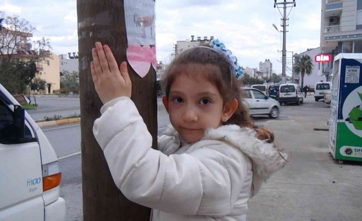 Minik Duru, kayıp kedisini resmini çizip direklere astığı ilanlarla arıyor