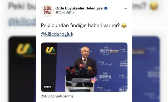 Ordu Büyükşehir Belediyesi’nden Kılıçdaroğlu’na yanıt: "Fındığın bundan haberi var mı?"