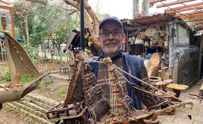 Pandemide işsiz kaldı, ormandan topladığı çürük ağaçlar ile ortaya sanat çıkardı