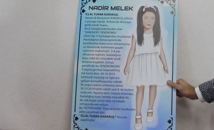 Sandhoff Sendromu’na yenik düşen minik İclal’in ismi ailesinin kurduğu kütüphanede yaşayacak