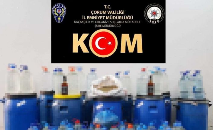 Çorum’da 43 ayrı operasyonda binlerce litre kaçak ve sahte alkol ele geçirildi