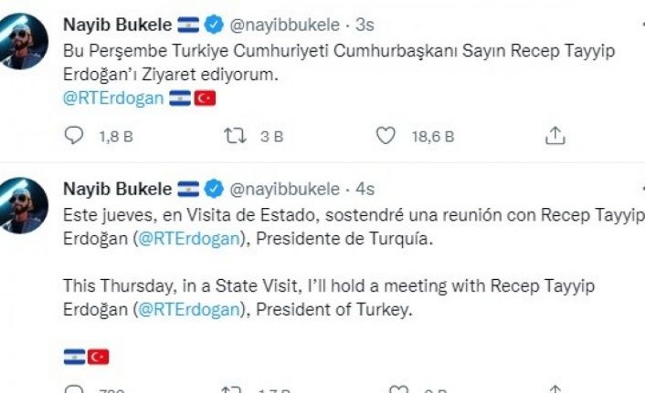 El Salvador Devlet Başkanı Bukele, Cumhurbaşkanı Erdoğan ile görüşecek