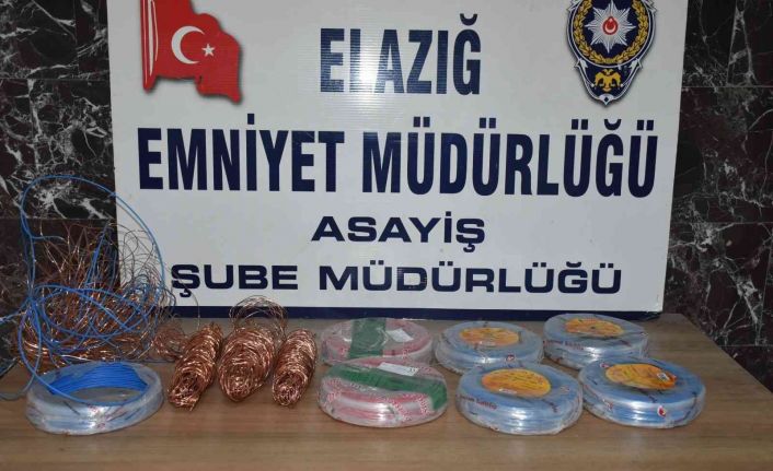 Elazığ’da 21 suç kaydı bulunan 2 şüpheli, çaldıkları kabloları yakarken yakalandı